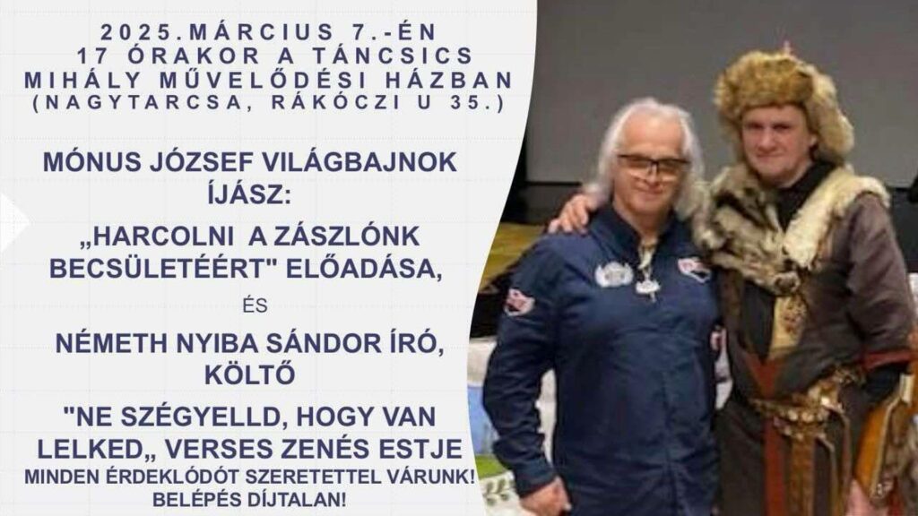 Mónus József világbajnok Íjász és Német Nyiba Sándor előadása