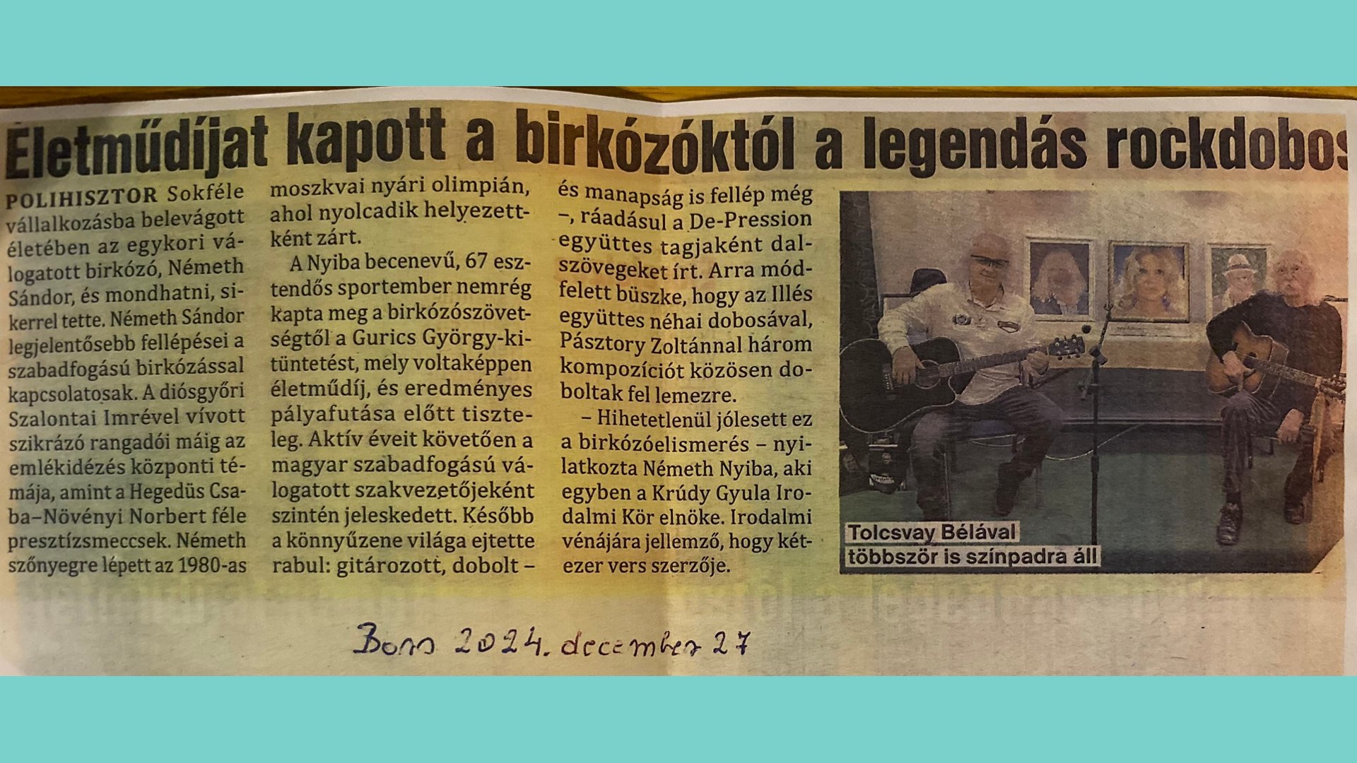 Életműdíjat kapott a bi
rkózóktól a rockdobos